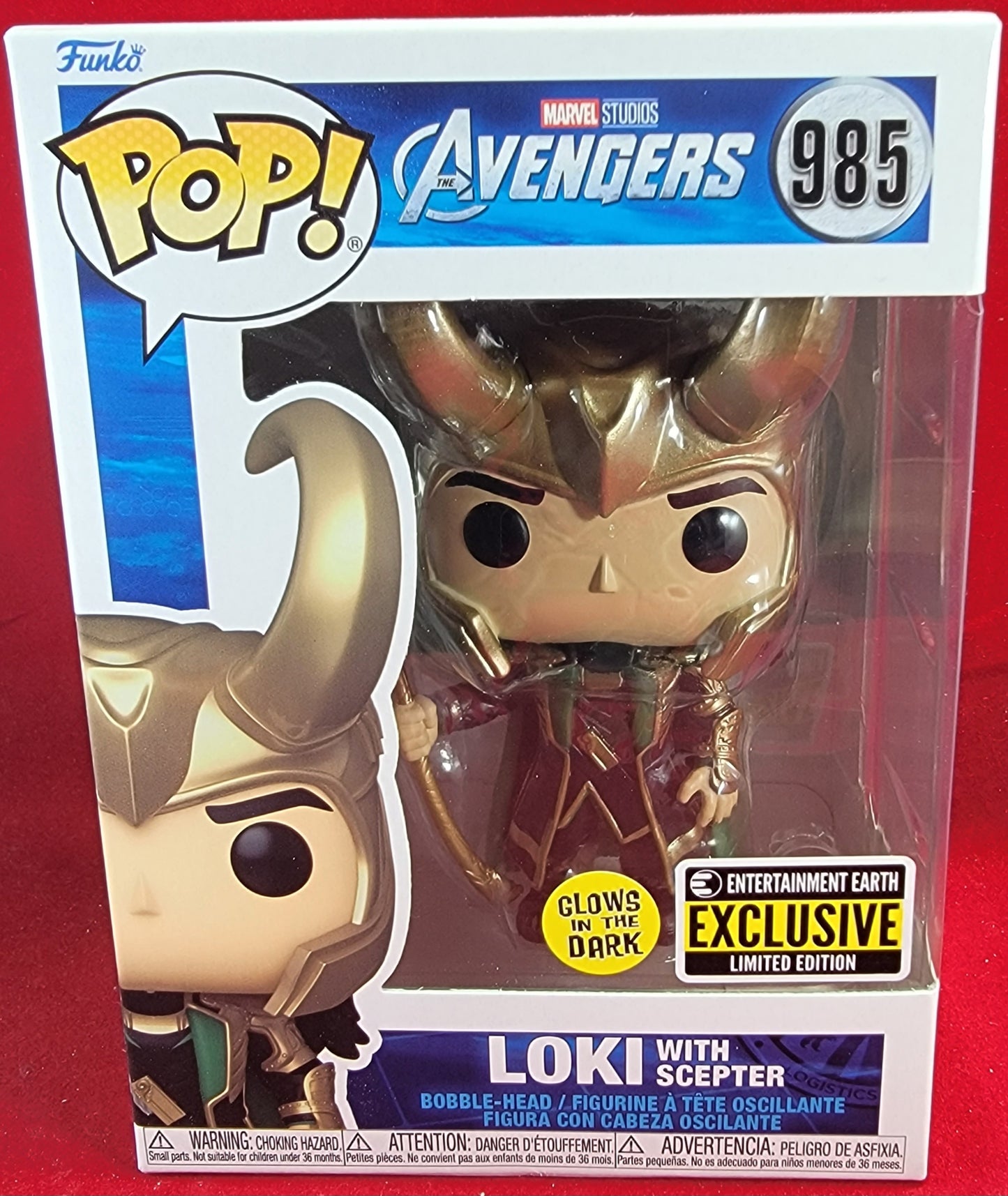 Loki with Scepter entertainment earth exclusive funko # 985 (nib)