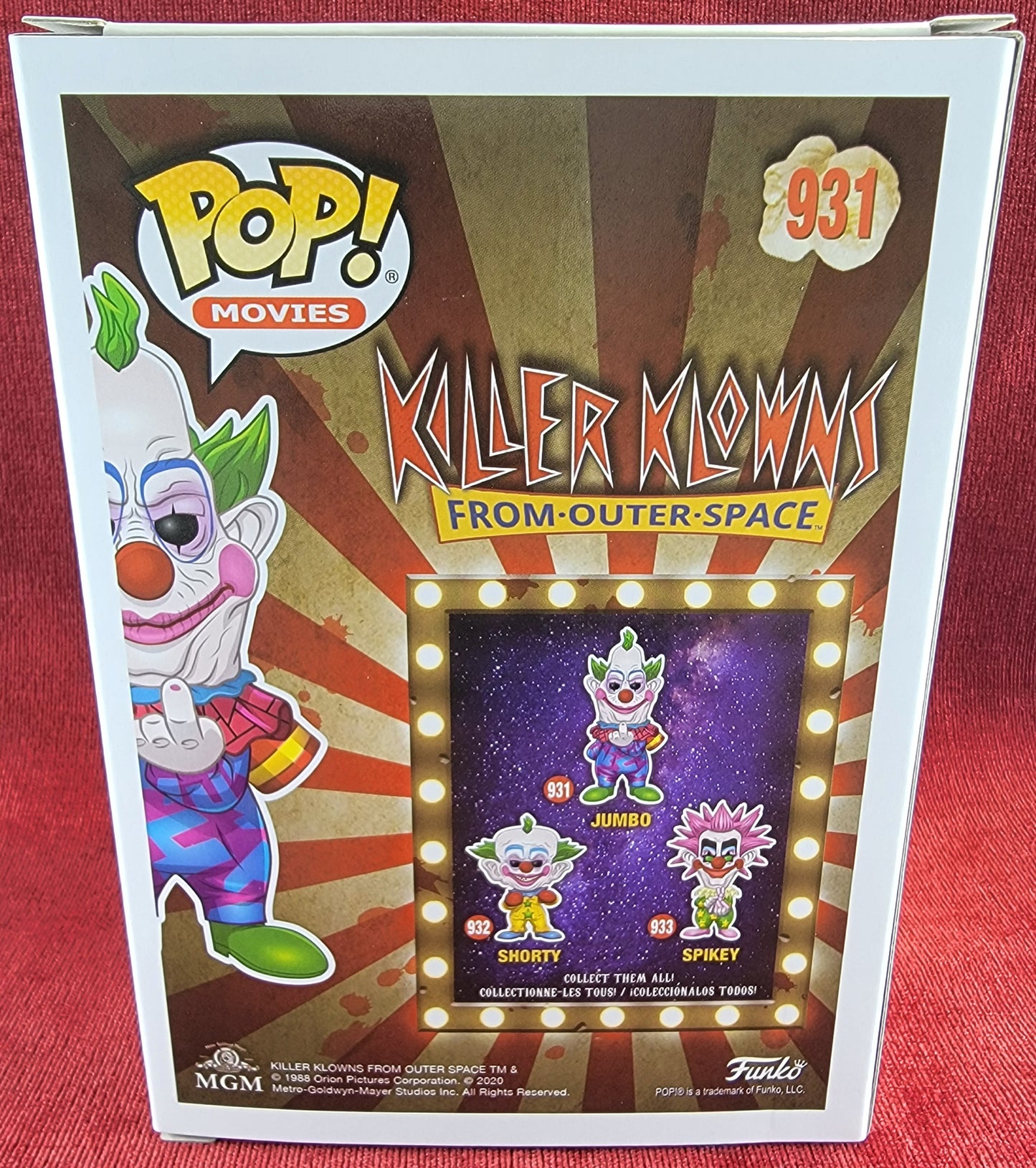 Jumbo from killer klowns funko # 931 (nib)
With pop protector