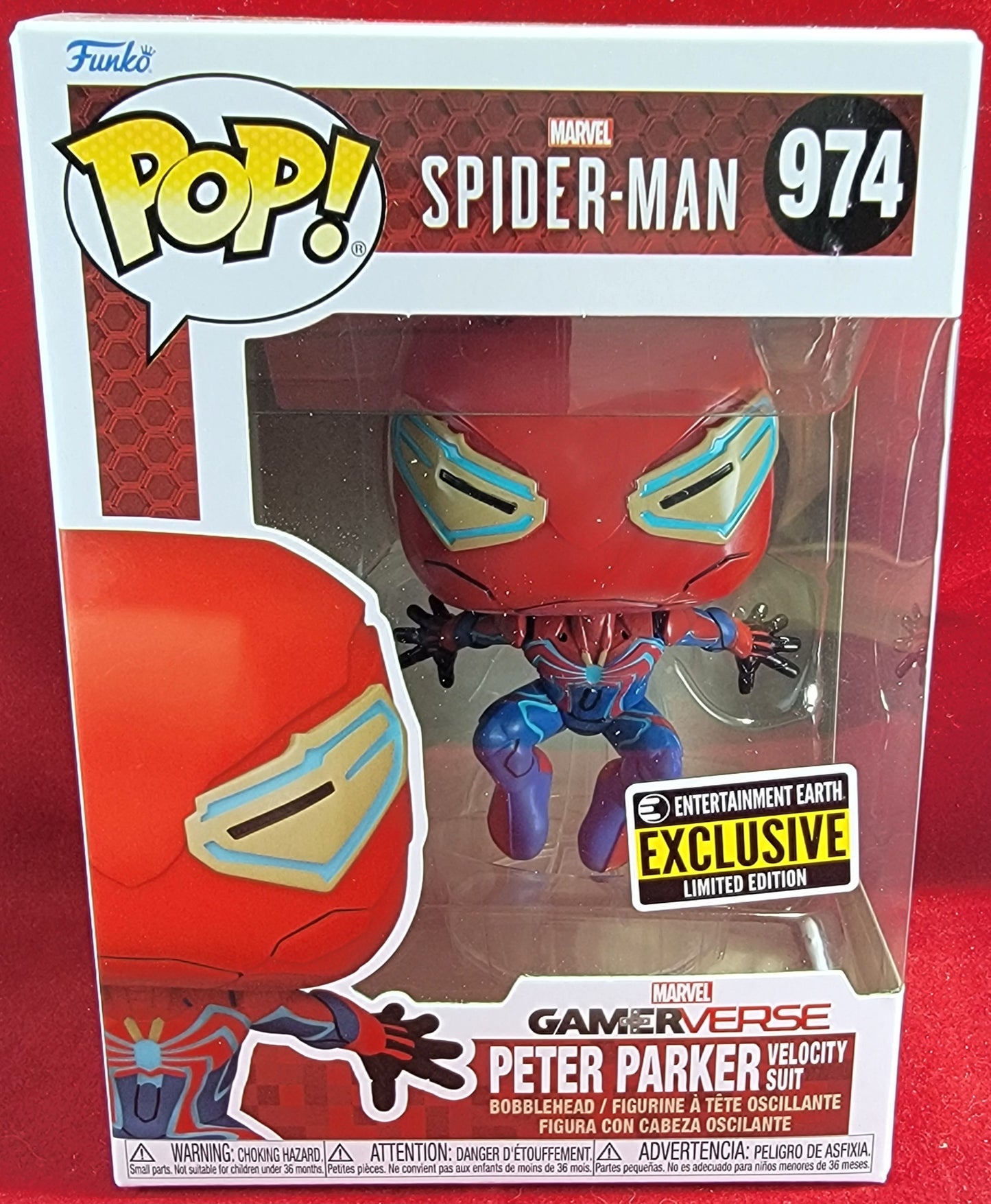 Peter parker velocity suit funko # 974 (nib)
With pop protector