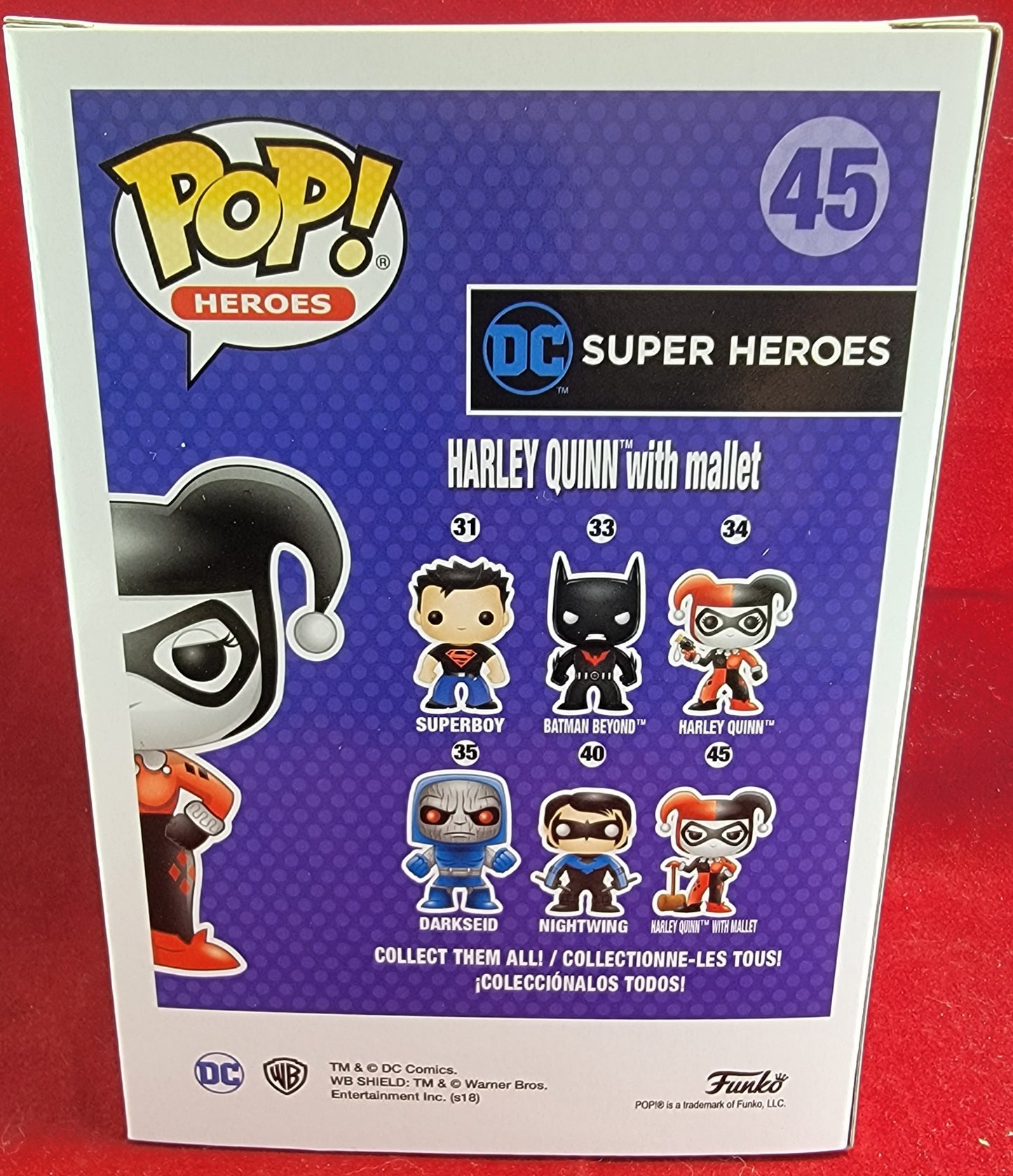 Harley quinn with mallet funko # 45 (nib) with pop protector
