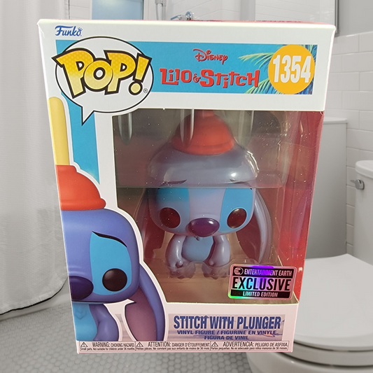 Stitch with plunger entertainment earth exclusive funko # 1354 (nib)