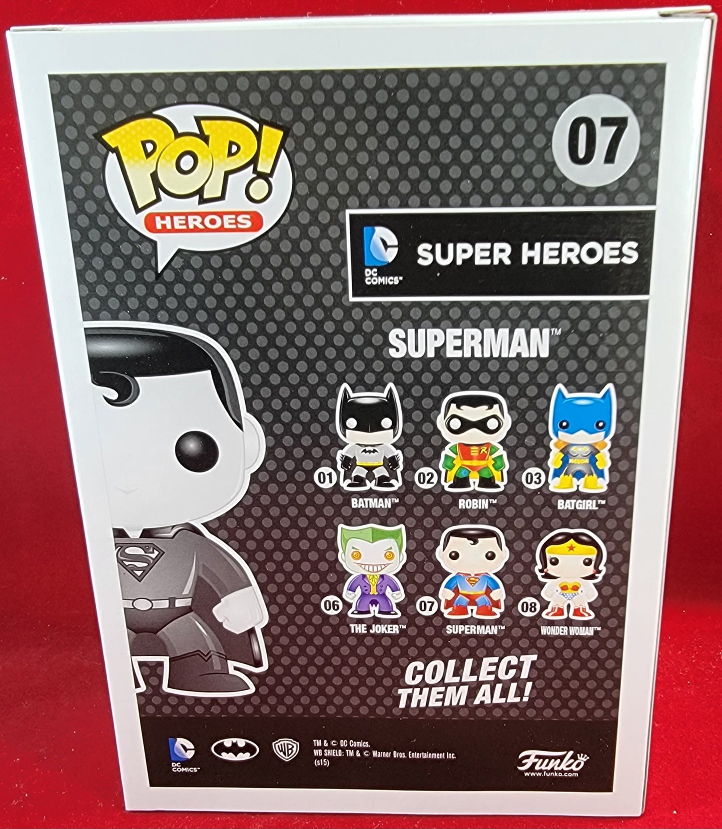 Brand new Superman Hot topic exclusive funko # 07 (nib)
brand new superman pop black and gray. pop has lite scratches on the plastic and a small dent front plastic corner. pop Will be shipped in a compatible pop protector.