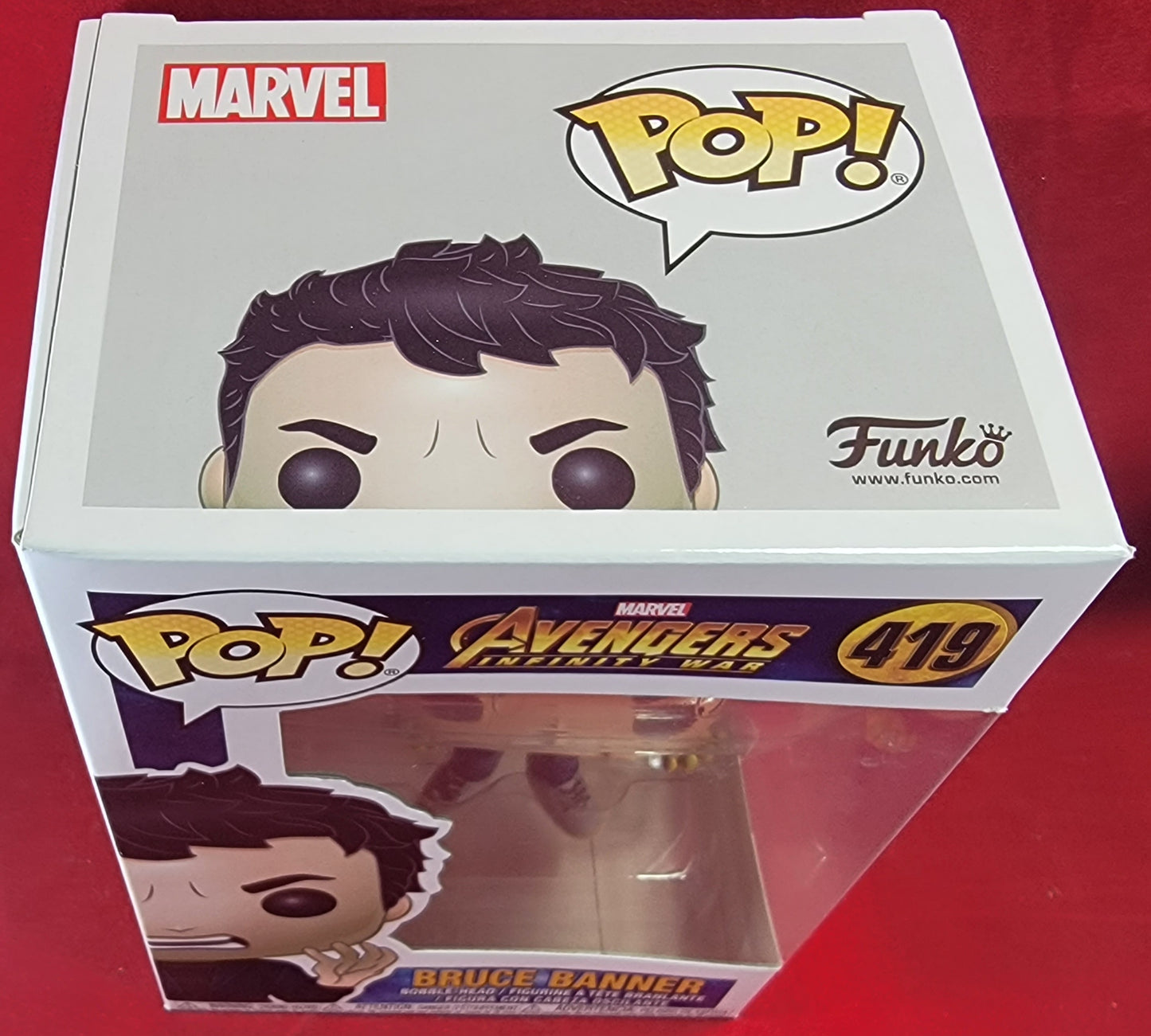Bruce banner funko # 419 (nib)
brand new 2018 avengers infinity war Bruce banner (mark ruffalo) funko pop. pop has Bruce starting to turn into the hulk. pop has banner with lite scratches on the plastic and will be shipped in a compatible pop protector.