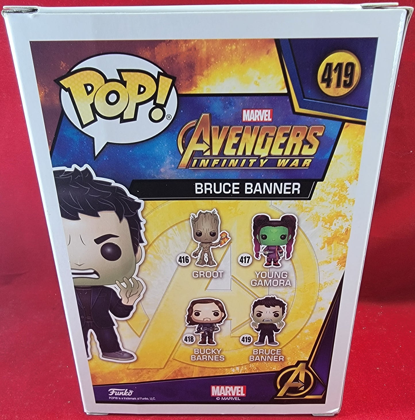 Bruce banner funko # 419 (nib)
brand new 2018 avengers infinity war Bruce banner (mark ruffalo) funko pop. pop has Bruce starting to turn into the hulk. pop has banner with lite scratches on the plastic and will be shipped in a compatible pop protector.