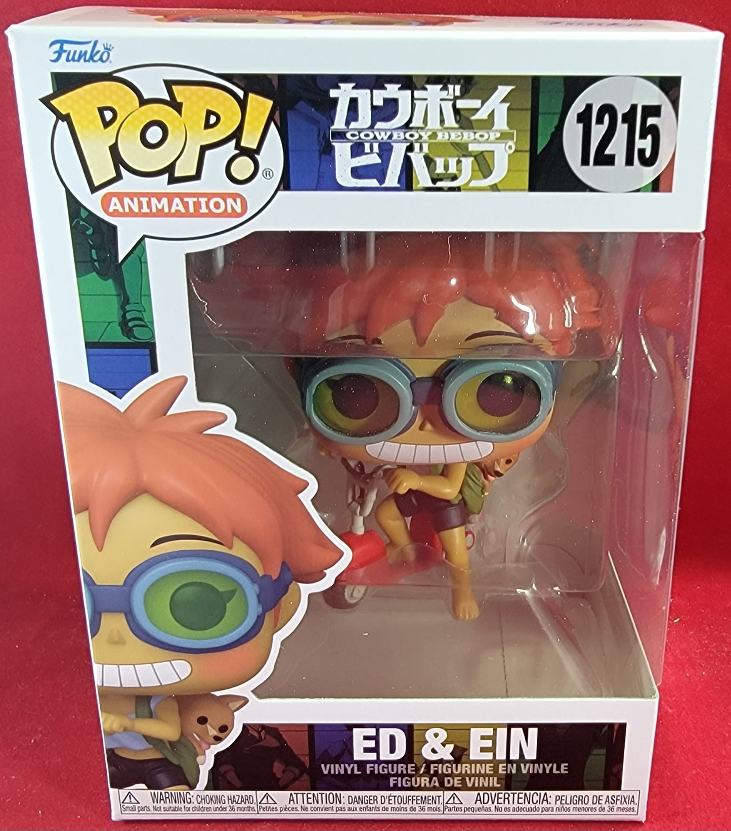 Ed & ein funko # 1215 (nib)
brand new Ed and ein from Cowboy bebop series. pop has ed on red Vespa with ein in backpack. pop is in near perfect condition and will be shipped in a compatible pop protector.