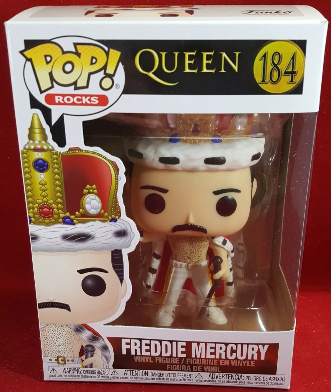 Freddie mercury as king # 184 funko (nib)
Freddie mercury of queen in his king costume. Pop is in near perfect condition. Item will be shipped in a compatible pop protector.