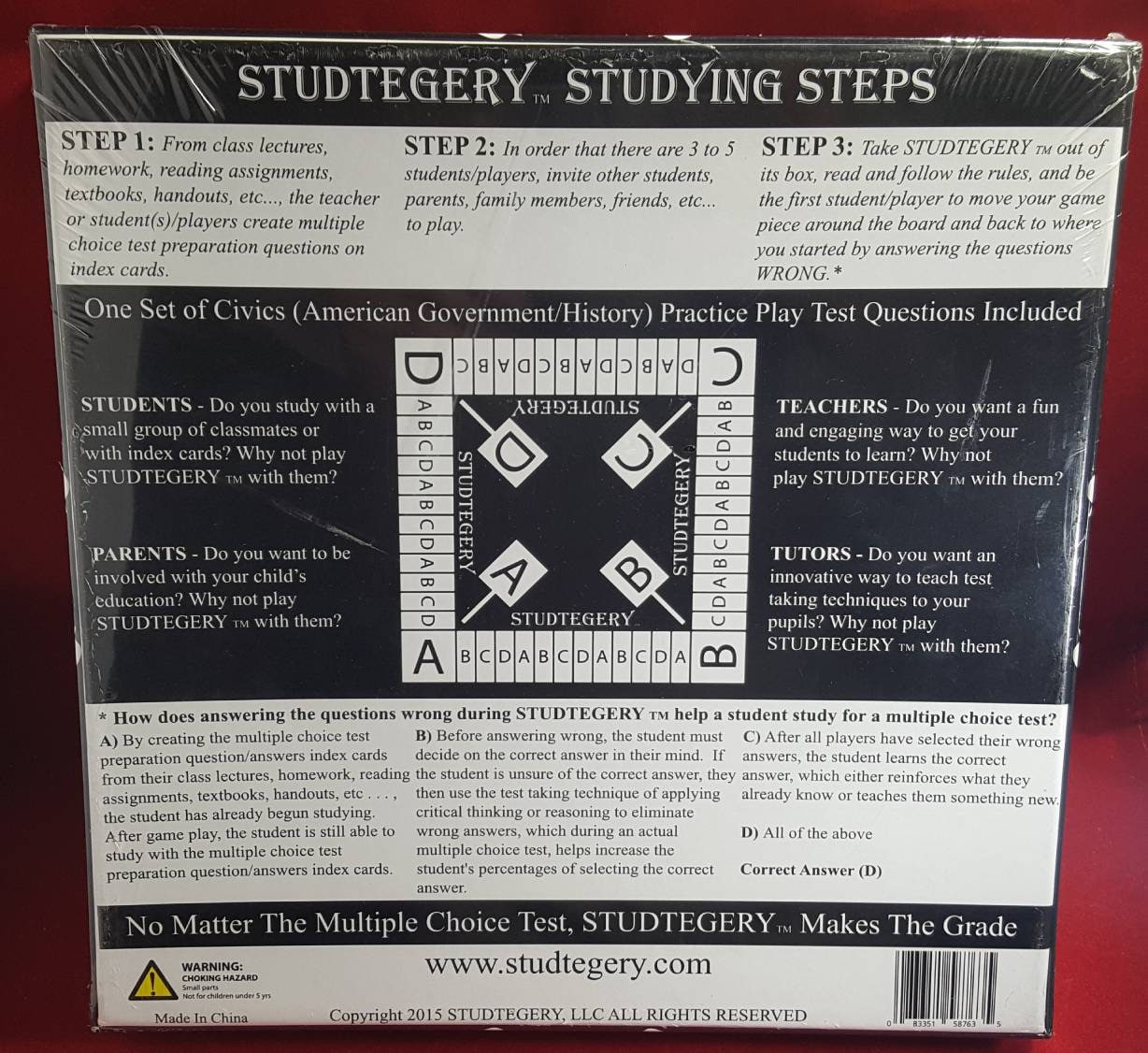 Studtegery: The test preparation board game that combines studying with strategy. NIB