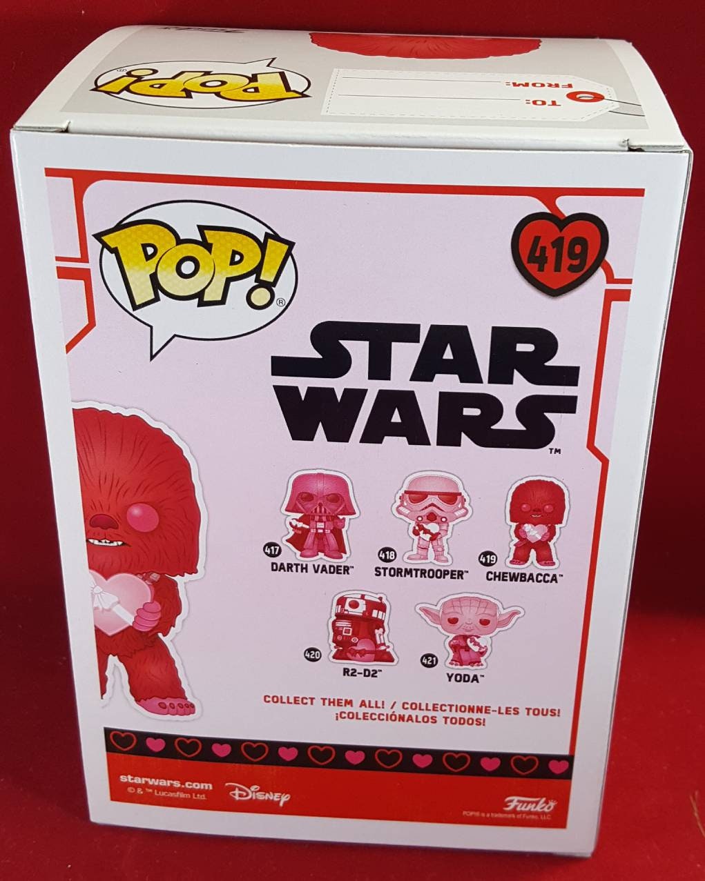 Chewbacca  Valentine's Funko # 419  Star Wars Pop (nib)