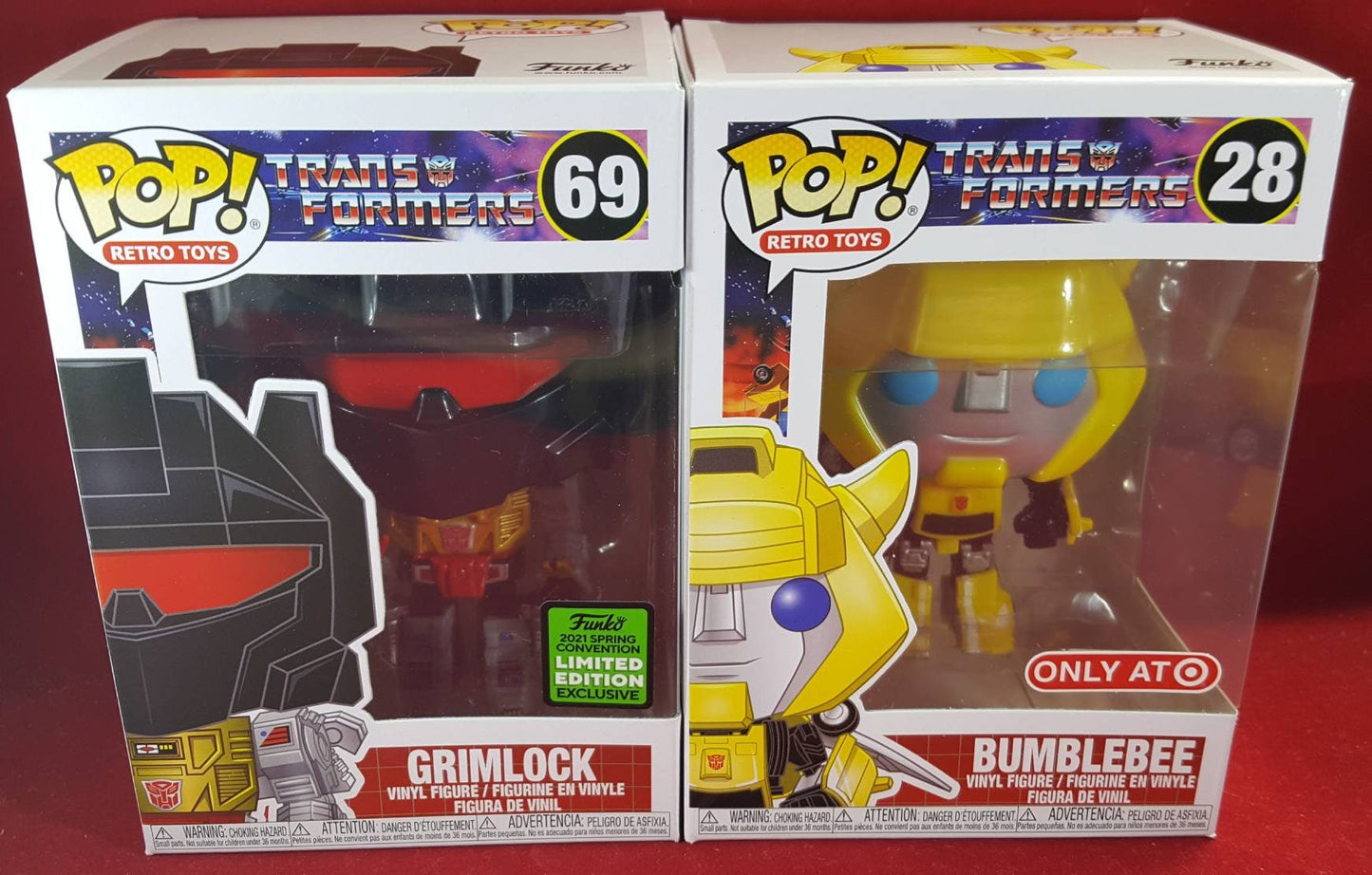 Bumblebee and grimlock funko exclusives # 69 and 28